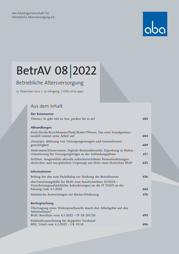 BetrAV-Ausgabe 8/2022 erschienen