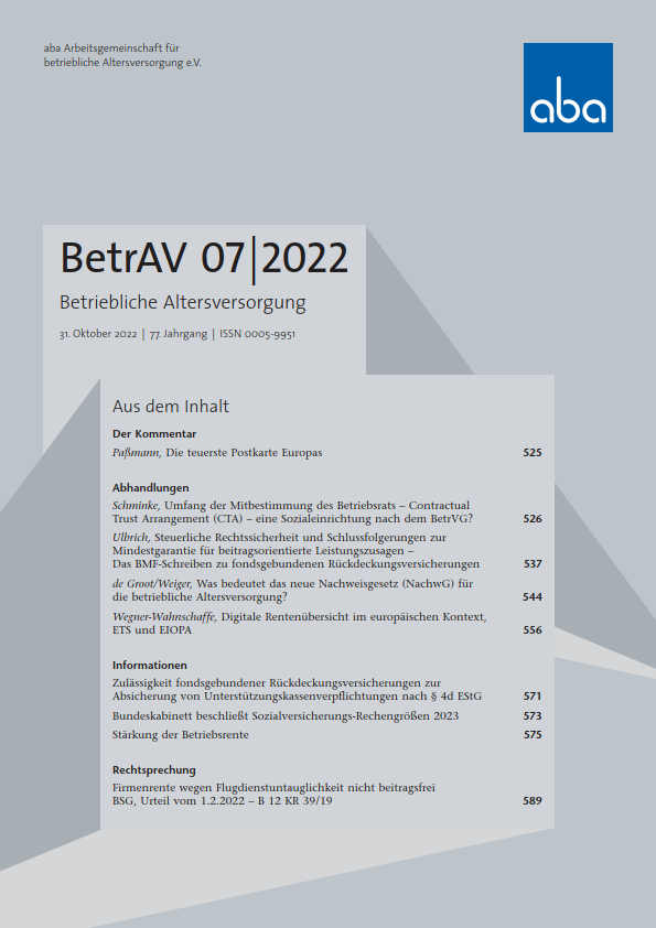 BetrAV-Ausgabe 7/2022 erschienen