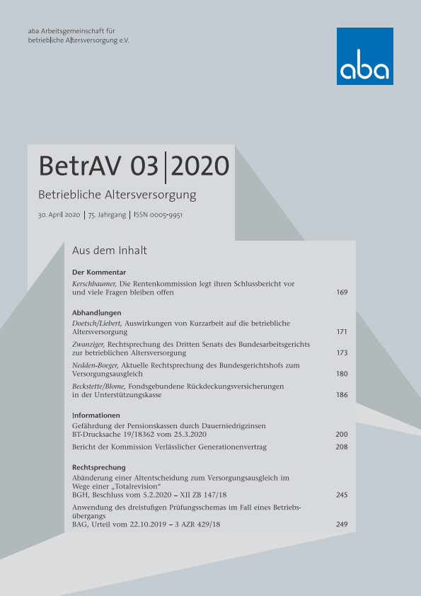 BetrAV-Ausgabe 3/2020 erschienen